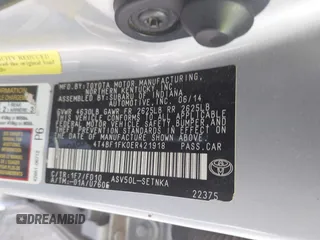 2014 Toyota Camry L with VIN 4T4BF1FK0ER421918, listed as a IAAI auction lot 42027646 with 152,088 mi miles and . Bid and sale history available at DreamBid. Image 9.