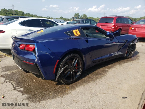 2017 Chevrolet Corvette Z51 2LT with VIN 1G1YK2D79H5102761, listed as a Copart auction lot 64095854 with 0 mi miles and Salvage Title. Bid and sale history available at carsss.com. Image 3.