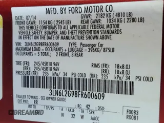 2015 Lincoln MKZ with VIN 3LN6L2G98FR600609, listed as a Copart auction lot 62648325 with 149,238 mi miles and Salvage title. Bid and sale history available at DreamBid. Image 12.