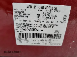 2018 Ford Explorer XLT z VIN 1FM5K7D88JGB65131, wystawiony jako Copart lot #52633515 z przebiegiem 80 226 mil mil oraz Szkoda całkowita • Salvage title. Historia ofert i sprzedaży dostępna na DreamBid. Obrazek 13.
