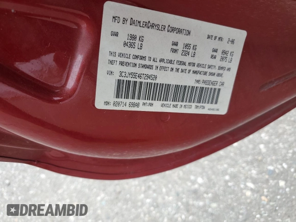 2006 Chrysler PT Cruiser Touring with VIN 3C3JY55E46T294520, listed as a Copart auction lot 59638625 with 72,046 mi miles and Clean title. Bid and sale history available at DreamBid. Image 13.