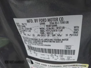 2012 Ford F-150 XL with VIN 1FTFW1ET0CKE35059, listed as a IAAI auction lot 41843853 with 183,544 mi miles. Bid and sale history available at carsss.com. Image 9.