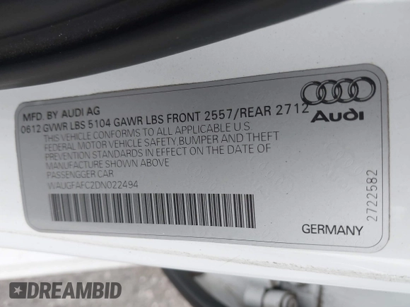 2013 Audi A6 Premium Plus z VIN WAUGFAFC2DN022494, wystawiony jako IAAI lot #42359948 z przebiegiem 65 511 mil mil oraz . Historia ofert i sprzedaży dostępna na DreamBid. Obrazek 9.