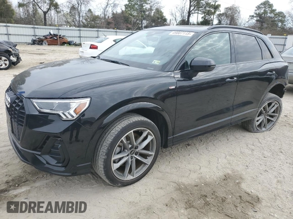 2022 Audi Q3 S line Premium Plus with VIN WA1EECF33N1054639, listed as a Copart auction lot 49807115 with 50,329 mi miles and Salvage Title. Bid and sale history available at carsss.com. Image 1.