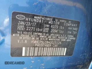 2017 Hyundai Ioniq SEL with VIN KMHC75LC8HU025126, listed as a Copart auction lot 52503575 with 290,114 mi miles and Salvage title. Bid and sale history available at DreamBid. Image 12.