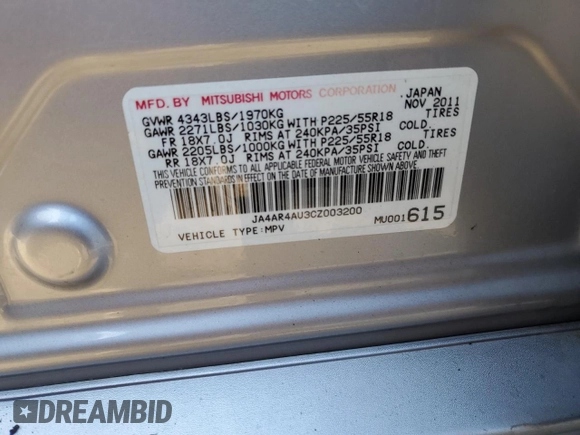 2012 Mitsubishi Outlander Sport SE with VIN JA4AR4AU3CZ003200, listed as a Copart auction lot 48957735 with 137,078 mi miles and Salvage Title. Bid and sale history available at carsss.com. Image 13.