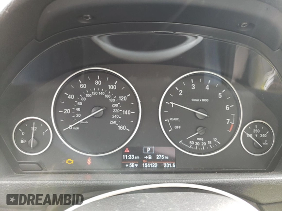 2014 BMW 3 Series 328i with VIN WBA3C1C53EK105495, listed as a Copart auction lot 52176255 with 154,122 mi miles and Salvage Title. Bid and sale history available at carsss.com. Image 9.