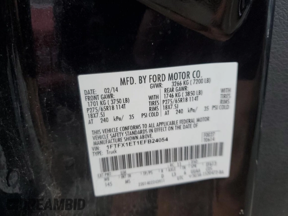 2014 Ford F-150 XL with VIN 1FTFX1ET1EFB24054, listed as a Copart auction lot 85720684 with 150,882 mi miles and Clean Title. Bid and sale history available at carsss.com. Image 12.