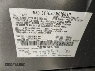 2018 Ford Taurus SEL z VIN 1FAHP2E81JG111809, wystawiony jako IAAI lot #42228720 z przebiegiem 83 532 mil mil oraz . Historia ofert i sprzedaży dostępna na DreamBid. Obrazek 9.