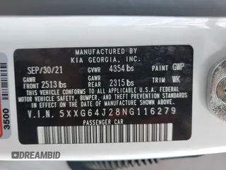 2022 Kia K5 GT-Line z VIN 5XXG64J28NG116279, wystawiony jako Copart lot #55337085 z przebiegiem 12 311 mil mil oraz Szkoda całkowita • Salvage title. Historia ofert i sprzedaży dostępna na DreamBid. Obrazek 12.