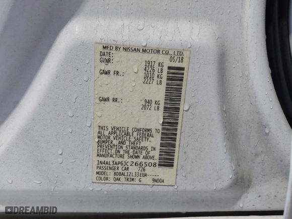 2018 Nissan Altima 2.5 S with VIN 1N4AL3AP6JC266508, listed as a IAAI auction lot 41458932 with 114,945 mi miles. Bid and sale history available at carsss.com. Image 9.