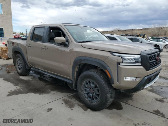 2023 Nissan Frontier PRO-4X with VIN 1N6ED1EK5PN641391, listed as a Copart auction lot 46895485 with 17,465 mi miles and Salvage Title. Bid and sale history available at carsss.com. Image 4.