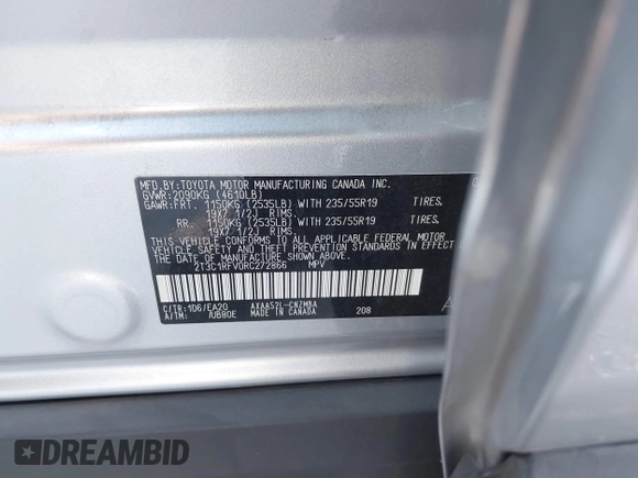 2024 Toyota RAV4 XLE Premium с VIN 2T3C1RFV0RC272866, выставлен на аукционе IAAI как лот 42249629 с пробегом 12 765 миль миль и . История ставок и продаж доступна на DreamBid. Изображение 9.