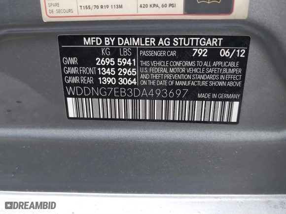 2013 Mercedes-Benz S-Class S 63 AMG with VIN WDDNG7EB3DA493697, listed as a IAAI auction lot 41307788 with 113,561 mi miles. Bid and sale history available at carsss.com. Image 9.