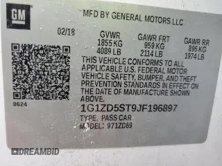 2018 Chevrolet Malibu LT with VIN 1G1ZD5ST9JF196897, listed as a Copart auction lot 53237165 with 92,237 mi miles and Salvage Title. Bid and sale history available at carsss.com. Image 15.