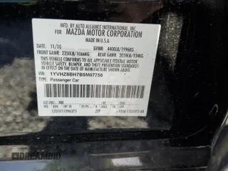 2011 Mazda 6 i Sport with VIN 1YVHZ8BH7B5M07758, listed as a Copart auction lot 55373655 with 133,680 mi miles and Clean Title. Bid and sale history available at DreamBid. Image 12.