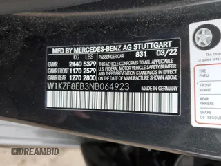 2022 Mercedes-Benz E 350 z VIN W1KZF8EB3NB064923, wystawiony jako Copart lot #81401684 z przebiegiem 41 695 mil mil oraz Szkoda całkowita • Salvage title. Historia ofert i sprzedaży dostępna na DreamBid. Obrazek 12.