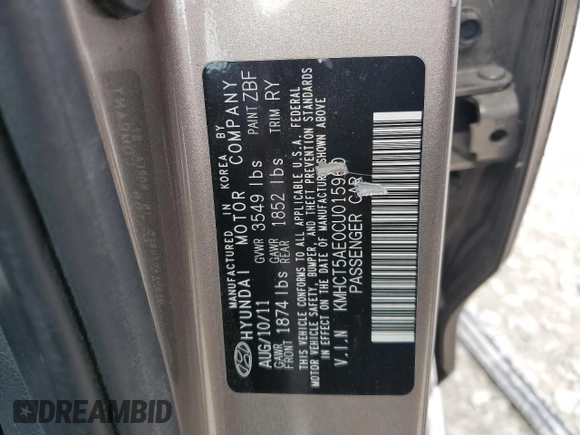 2012 Hyundai Accent GS z VIN KMHCT5AE0CU015960, wystawiony jako Copart lot #52250035 z przebiegiem 93 818 mil mil oraz Szkoda całkowita • Salvage title. Historia ofert i sprzedaży dostępna na DreamBid. Obrazek 12.