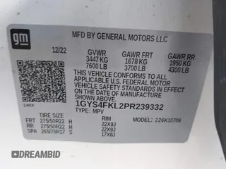 2023 Cadillac Escalade 4WD Sport with VIN 1GYS4FKL2PR239332, listed as a IAAI auction lot 41310578 with 39,836 mi miles and . Bid and sale history available at DreamBid. Image 9.