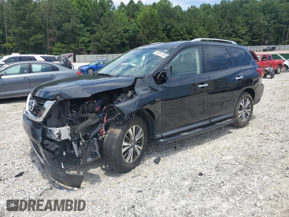 2019 Nissan Pathfinder SV with VIN 5N1DR2MM9KC629317, listed as a Copart auction lot 58920105 with 59,934 mi miles and Salvage title. Bid and sale history available at DreamBid. Image 1.