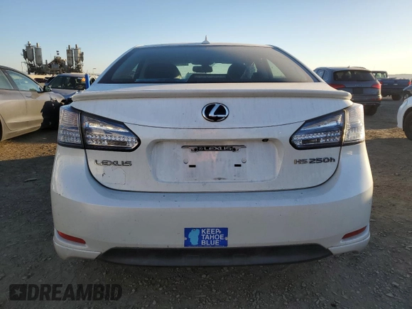 2010 Lexus HS 250h with VIN JTHBB1BA7A2005277, listed as a Copart auction lot 88776395 with 135,589 mi miles and Salvage Title. Bid and sale history available at DreamBid. Image 6.