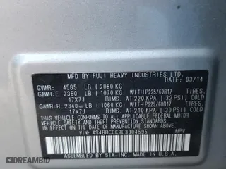 2014 Subaru Outback 2.5i Premium with VIN 4S4BRCCC9E3304595, listed as a Copart auction lot 88639745 with 0 mi miles and Salvage Title. Bid and sale history available at carsss.com. Image 15.