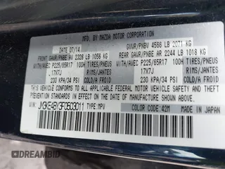 2015 Mazda CX-5 Sport with VIN JM3KE4BY3F0503011, listed as a IAAI auction lot 41973501 with 191,064 mi miles and . Bid and sale history available at carsss.com. Image 9.
