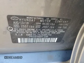 2018 Hyundai Sonata Hybrid Limited with VIN KMHE34L39JA085759, listed as a Copart auction lot 75012704 with 112,322 mi miles and Salvage Title. Bid and sale history available at carsss.com. Image 14.