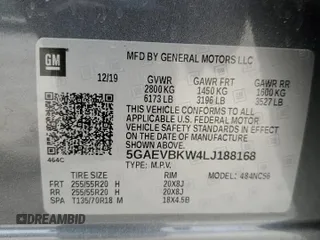 2020 Buick Enclave Premium with VIN 5GAEVBKW4LJ188168, listed as a Copart auction lot 71549554 with 90,473 mi miles and Salvage Title. Bid and sale history available at carsss.com. Image 16.