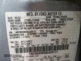 2008 Mercury Sable with VIN 1MEHM40W08G608525, listed as a Copart auction lot 41469845 with 31,056 mi miles and Salvage title. Bid and sale history available at DreamBid. Image 12.