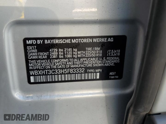 2017 BMW X1 xDrive28i with VIN WBXHT3C33H5F83332, listed as a Copart auction lot 56971935 with 110,248 mi miles and Clean title. Bid and sale history available at DreamBid. Image 13.