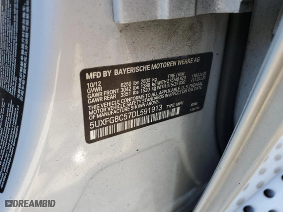 2013 BMW X6 xDrive50i with VIN 5UXFG8C57DL591913, listed as a Copart auction lot 64907674 with 113,611 mi miles and Salvage Title. Bid and sale history available at carsss.com. Image 14.
