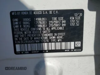 2021 Honda HR-V EX with VIN 3CZRU6H57MM717376, listed as a Copart auction lot 52577585 with 37,623 mi miles and Salvage Title. Bid and sale history available at carsss.com. Image 13.
