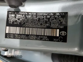 2013 Toyota Prius One with VIN JTDKN3DU6D5683565, listed as a Copart auction lot 51215175 with 129,042 mi miles and Clean Title. Bid and sale history available at DreamBid. Image 12.