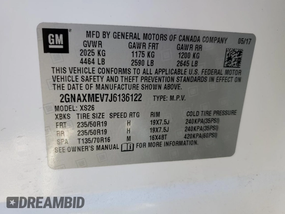 2018 Chevrolet Equinox Premier with VIN 2GNAXMEV7J6136122, listed as a Copart auction lot 54587755 with 67,930 mi miles and Salvage Title. Bid and sale history available at carsss.com. Image 12.
