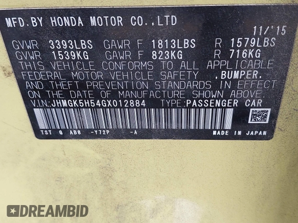 2016 Honda Fit LX с VIN JHMGK5H54GX012884, выставлен на аукционе IAAI как лот 42409748 с пробегом 86 618 миль миль и . История ставок и продаж доступна на DreamBid. Изображение 9.