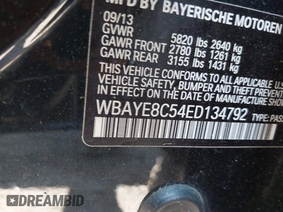 2014 BMW 7 Series ALPINA B7 with VIN WBAYE8C54ED134792, listed as a IAAI auction lot 42525127 with 96,631 mi miles and . Bid and sale history available at DreamBid. Image 9.