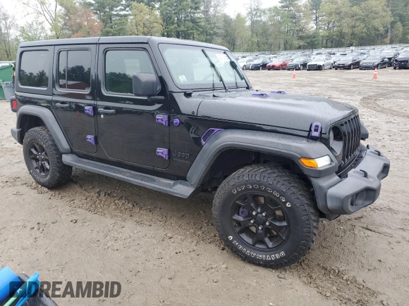 2020 Jeep Wrangler Unlimited Sport S with VIN 1C4HJXDG7LW170227, listed as a Copart auction lot 54739265 with 54,016 mi miles and Salvage title. Bid and sale history available at DreamBid. Image 4.