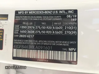 2020 Mercedes-Benz GLE 350 с VIN 4JGFB4KB0LA091601, выставлен на аукционе IAAI как лот 42590984 с пробегом 83 491 миль миль и . История ставок и продаж доступна на DreamBid. Изображение 9.