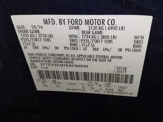 2014 Ford F-150 XL with VIN 1FTEX1EM7EKF80930, listed as a IAAI auction lot 41568686 with 204,199 mi miles and . Bid and sale history available at carsss.com. Image 9.