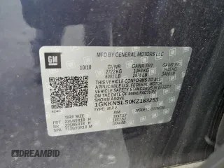 2019 GMC Acadia SLE z VIN 1GKKNSLS0KZ163253, wystawiony jako Copart lot #56045255 z przebiegiem 48 316 mil mil oraz Szkoda całkowita • Salvage title. Historia ofert i sprzedaży dostępna na DreamBid. Obrazek 13.