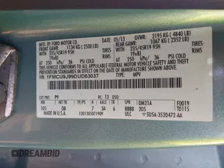 2013 Ford Escape Titanium with VIN 1FMCU9J99DUD63037, listed as a IAAI auction lot 42436605 with 168,200 mi miles and . Bid and sale history available at DreamBid. Image 9.