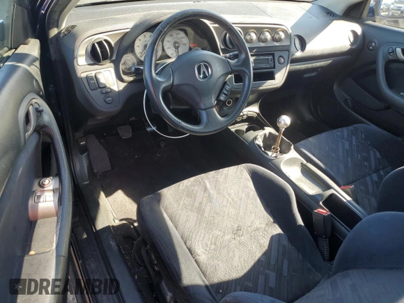 2002 Acura RSX Manual with VIN JH4DC53812C004405, listed as a Copart auction lot 43590925 with 213,231 mi miles and Salvage title. Bid and sale history available at DreamBid. Image 8.