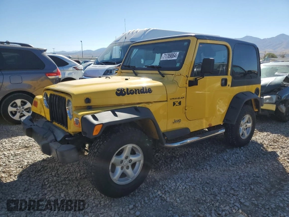 2002 Jeep Wrangler X with VIN 1J4FA39S42P725876, listed as a Copart auction lot 71789864 with 154,991 mi miles and Salvage Title. Bid and sale history available at carsss.com. Image 1.