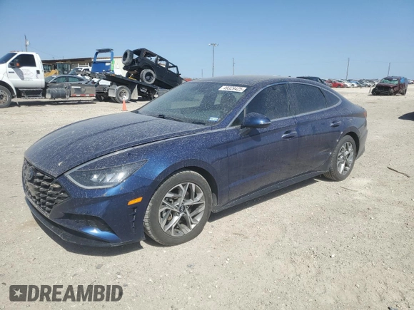 2020 Hyundai Sonata SEL z VIN 5NPEF4JA0LH000896, wystawiony jako Copart lot #49329425 z przebiegiem 58 447 mil mil oraz Czysty tytuł • Clean title. Historia ofert i sprzedaży dostępna na DreamBid. Obrazek 1.