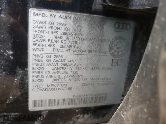 2017 Audi Q7 Prestige with VIN WA1WAAF76HD034718, listed as a Copart auction lot 66492784 with 179,092 mi miles and Salvage Title. Bid and sale history available at carsss.com. Image 13.