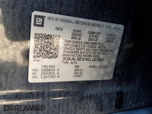 2019 GMC Terrain Denali with VIN 3GKALXEXXKL187803, listed as a Copart auction lot 78712724 with 73,542 mi miles and Salvage Title. Bid and sale history available at carsss.com. Image 15.