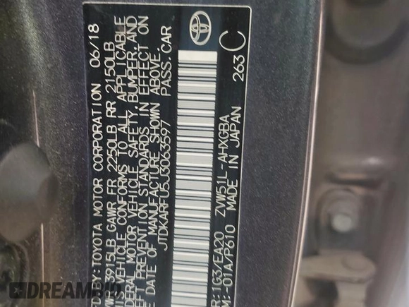 2018 Toyota Prius Two with VIN JTDKARFU5J3063597, listed as a Copart auction lot 51228535 with 41,974 mi miles and Salvage Title. Bid and sale history available at carsss.com. Image 12.