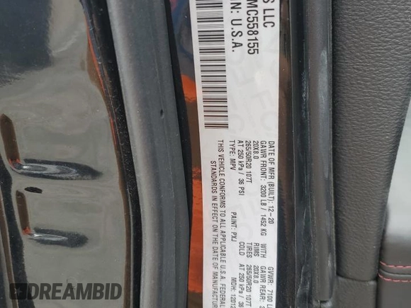 2021 Dodge Durango R/T with VIN 1C4SDJCT4MC558155, listed as a Copart auction lot 50747295 with 96,247 mi miles and Salvage Title. Bid and sale history available at DreamBid. Image 14.