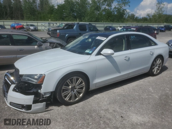 2014 Audi A8 4.0T with VIN WAUR2AFDXEN010107, listed as a Copart auction lot 62056544 with 85,450 mi miles and Non repairable. Bid and sale history available at DreamBid. Image 1.